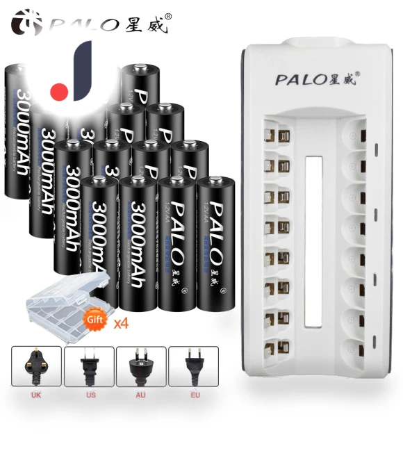 Smart Charger with 8 Slots for AA AAA NIMH NICD Batteries — Chargers, PALO