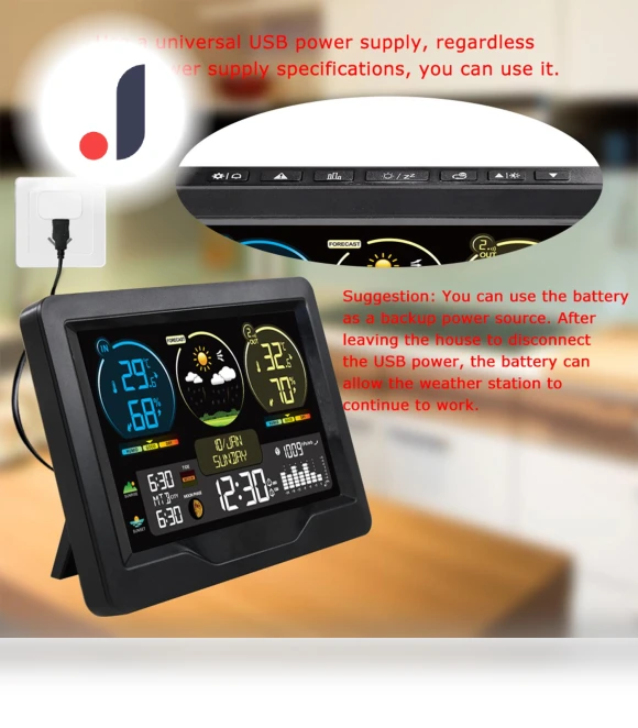 Smart Weather Station with Clock — Barometers, TOMTOP JMS