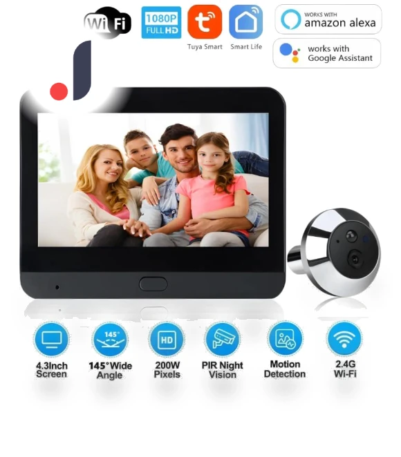 1080P Smart 2.4G WIFI Digital Door Viewer — Smart Home Security, Jakemy