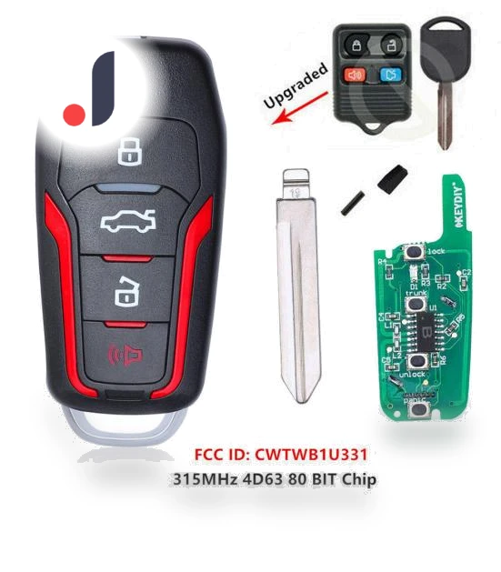 315 MHz 4 Button Auto Smart Remote Control Folding Keychain — Keyless Entry, Car Yours Baby