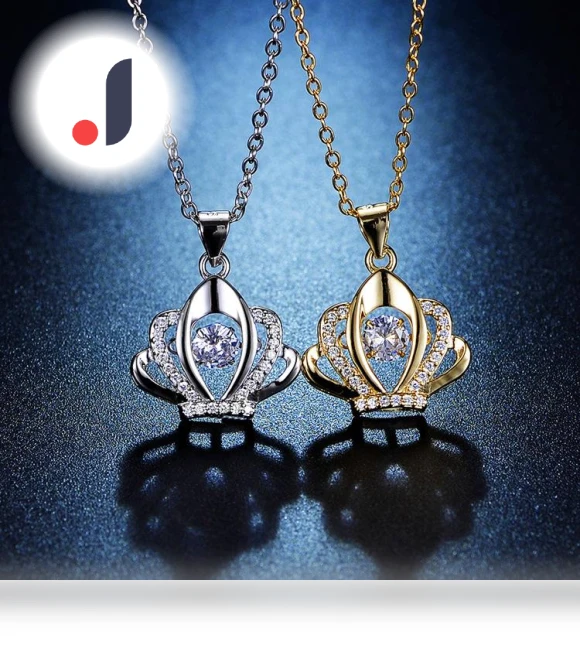 Designer Smart Heart Necklace with Crown — Smart Jewelry, Lucky Star Jewelry