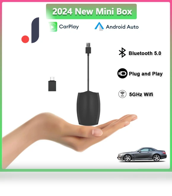Mini Box with Wired Connection for Wireless CarPlay and Android Auto — Car Accessories & Gadgets, Reakosound