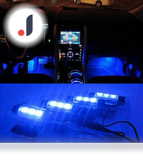 Smart 4x Blue 12V Car Interior Decorative Neon Light — Light Kit, Holland Zho