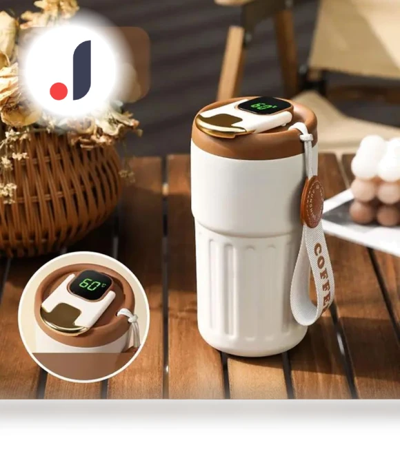 Smart LED Temperature Display Stainless Steel Coffee Mug — Beverage Warmers, Binchi Fitness
