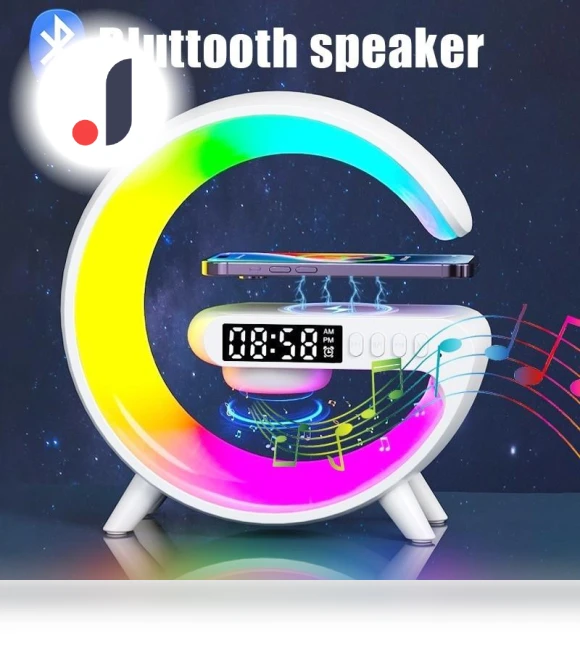 3-in-1 Bluetooth Speaker, Alarm Clock, Wireless Charger, LED Moon Lamp — Alarm, Popular House