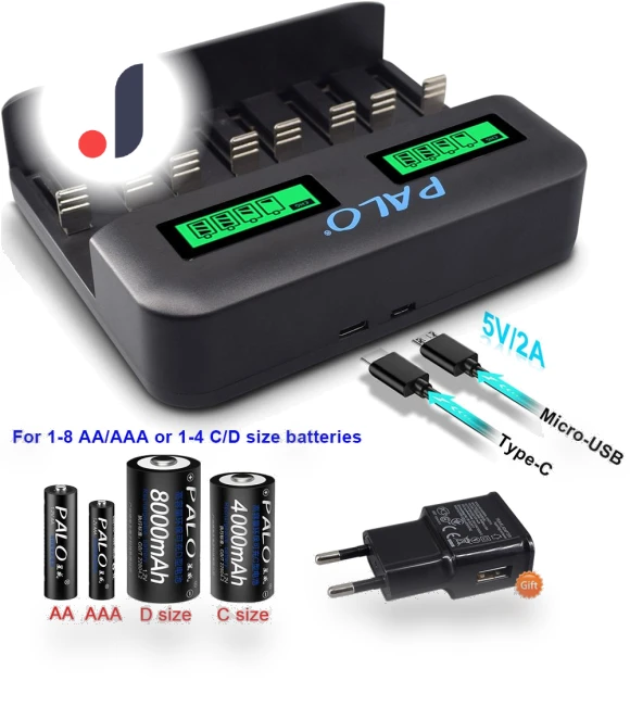 8 Slot LCD Display USB Smart Battery Charger — Chargers, PALO