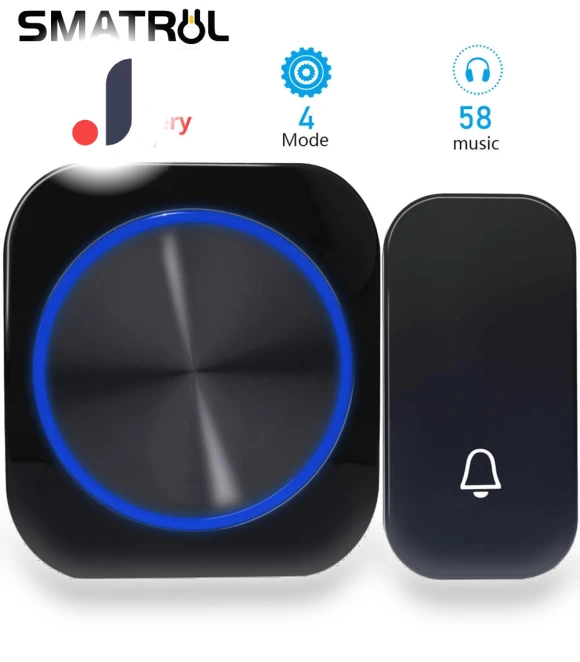 Autonomous Waterproof Wireless Doorbell with Nightlight — Push Buttons, Conwe