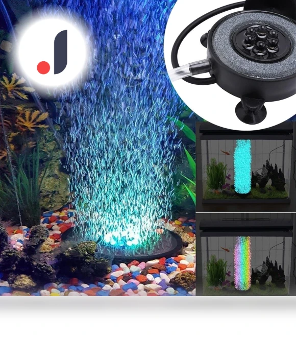 Color Changing LED Aquarium Air Stone Disc — Lights, Refreshing Home