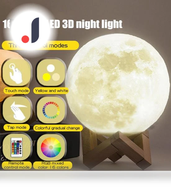 Moon Lamp with Wooden Base — Creative Lighting Solutions, SMOO