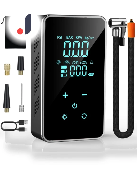 Portable Air Compressor with LED Emergency Lights — Portable, Cars Auto Home