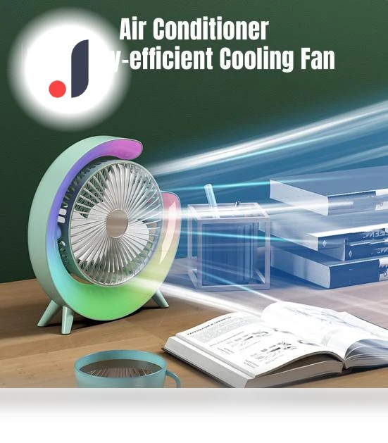 Portable Air Conditioner Cooling Fan with Colorful Lighting — Portable Cooling Solutions, Phone Needs