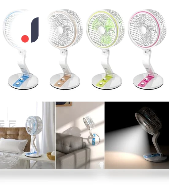 Solar-Powered LED Desk Fan with 360-Degree Rotation — Portable Cooling Solutions, Kitchenware