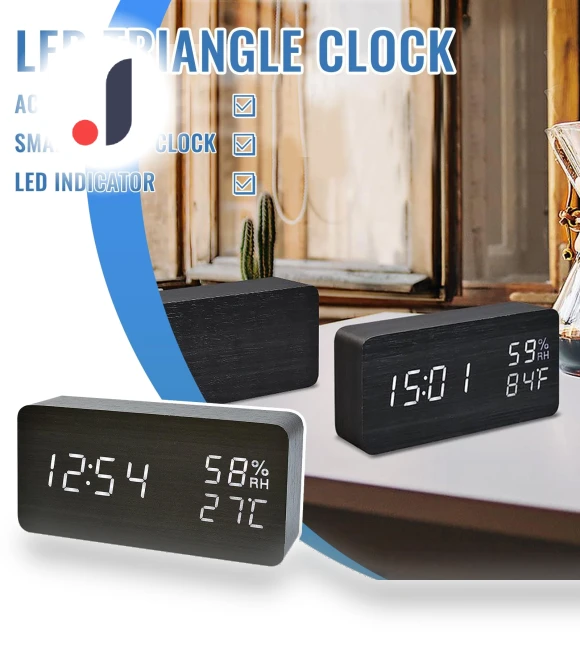 Smart LED Wooden Alarm Clock — Clocks, Factory Discount Outlet