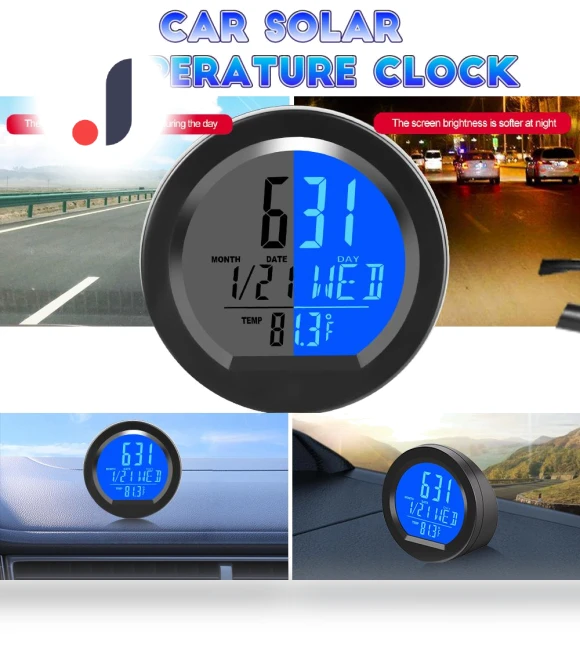 Solar Charging or Battery Powered Smart Digital Car Clock — Clock, JOHO