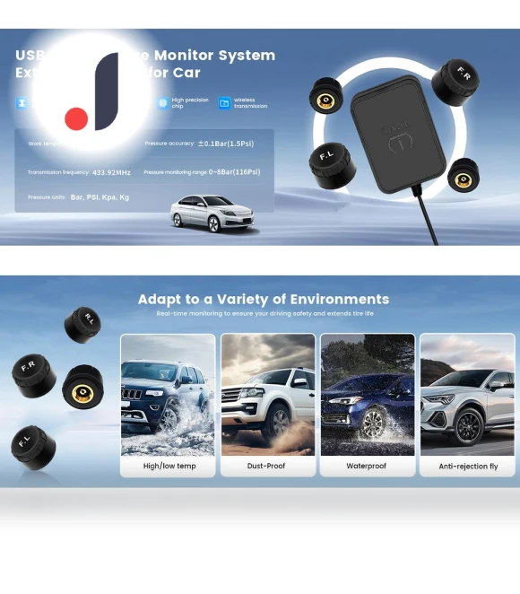 Android TPMS System with Display and Internal Sensors — TPMS Sensor Replacements, A Auto Parts Mall