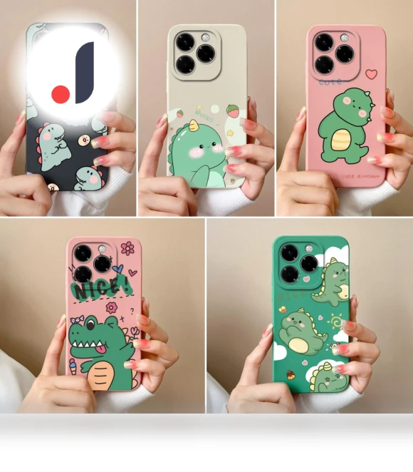 Cartoon Dinosaur Liquid Silicone Phone Case — Phone Charms, New Style Case