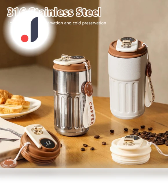 Smart Thermos Bottle with LED Temperature Display — Beverage Warmers, Drive Home Supplies