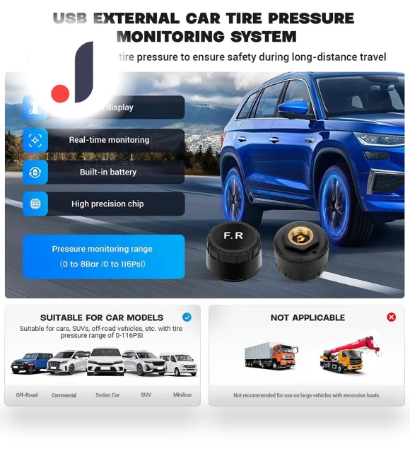Universal USB Android TPMS Car Tire Pressure Alarm Monitor System — TPMS Sensor Replacements, A Surname Home