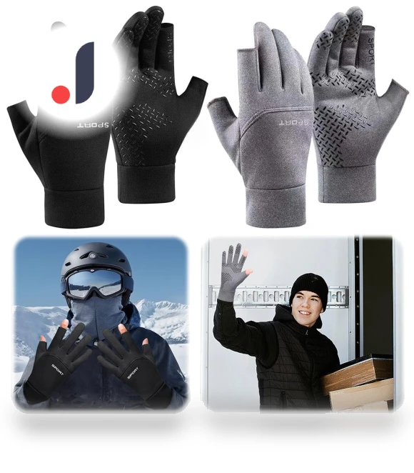 Winter Fingerless Cycling Gloves with Touchscreen — Gloves & Mittens, Rainbow Rain
