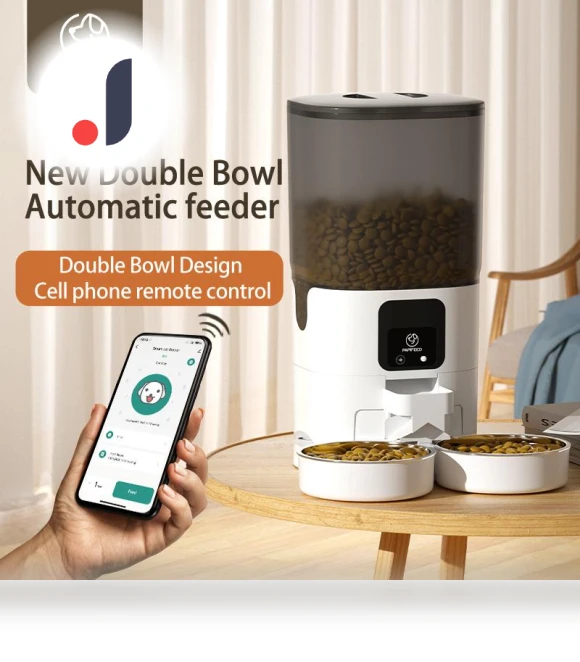 Double Bowl Smart Automatic Pet Feeder — Automatic Feeders, Pet family bucket