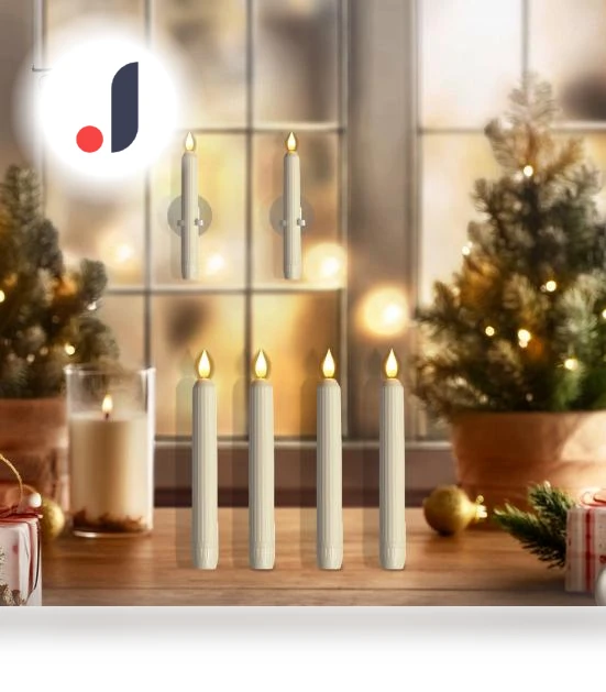LED Flameless Cone Candle with Touch Timer — Flameless, Puntos