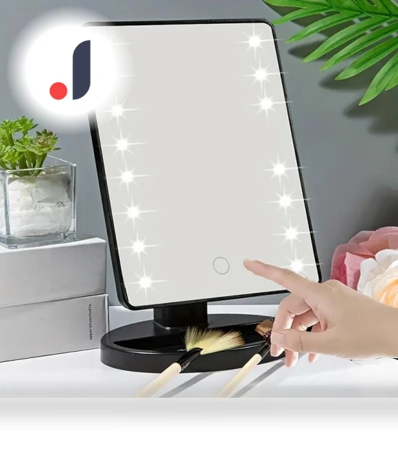Square Makeup Mirror with LED Lighting — Compact & Travel, Makeup Kits