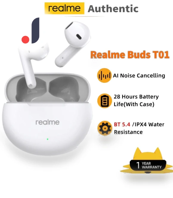 True Wireless Earbuds with AI Noise Cancellation — In-Ear Headphones, Realme