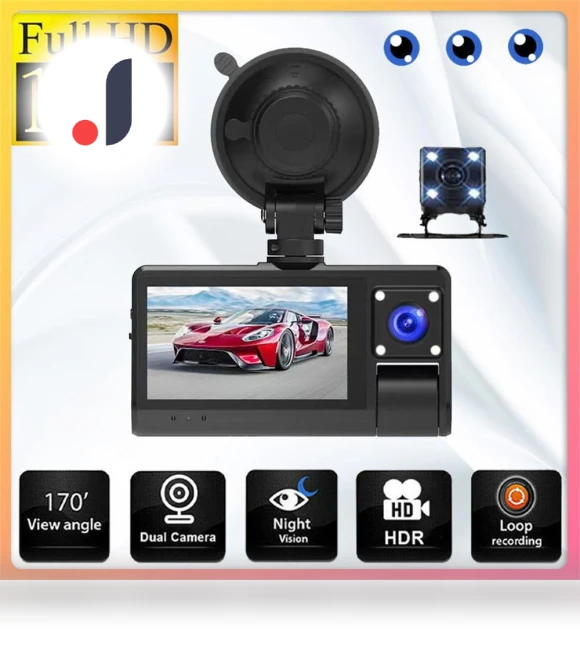 3-Channel Wi-Fi Car Dash Cam — Dashboard Cameras, JOHO
