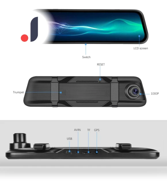 9.66-inch Mirror Dash Cam — Dashboard Cameras, HOME-Auto-001