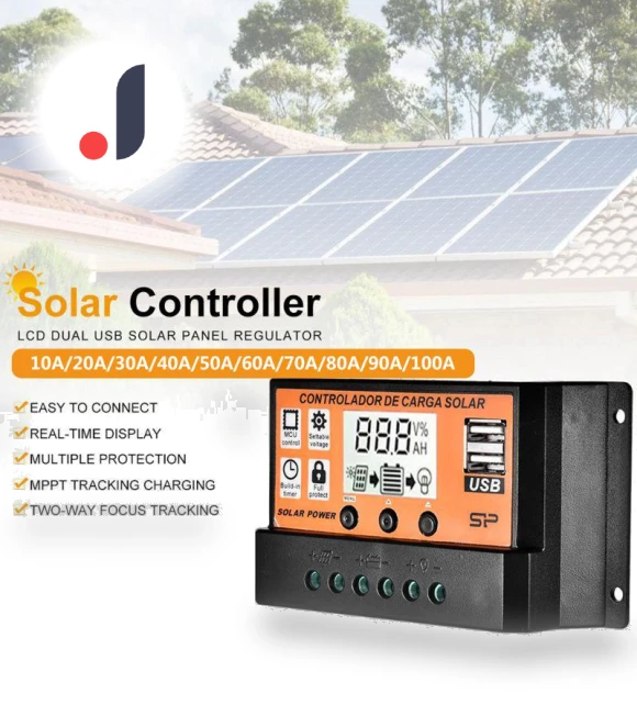 Automatic LCD Screen Solar Charge Controller with Dual USB — Chargers, Xudikou