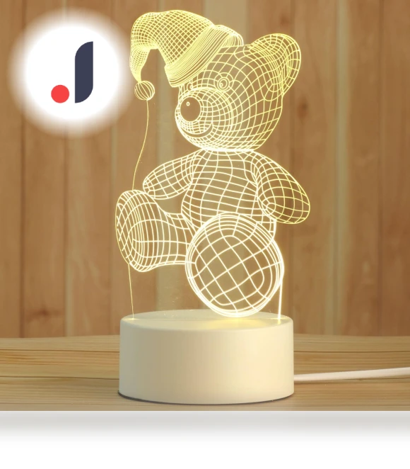 Custom Kids 3D Touch LED Night Light — Night Lights, Zhou Yajin