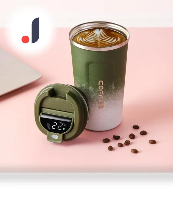 Gradient Color 304 Insulated Stainless Steel Smart Display Temperature Coffee Mug — Beverage Warmers, XinGuo