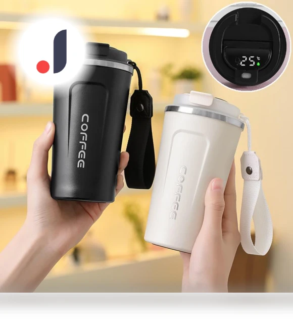 Smart Stainless Steel Thermos Cup with Temperature Display — Beverage Warmers, Binchi Fitness