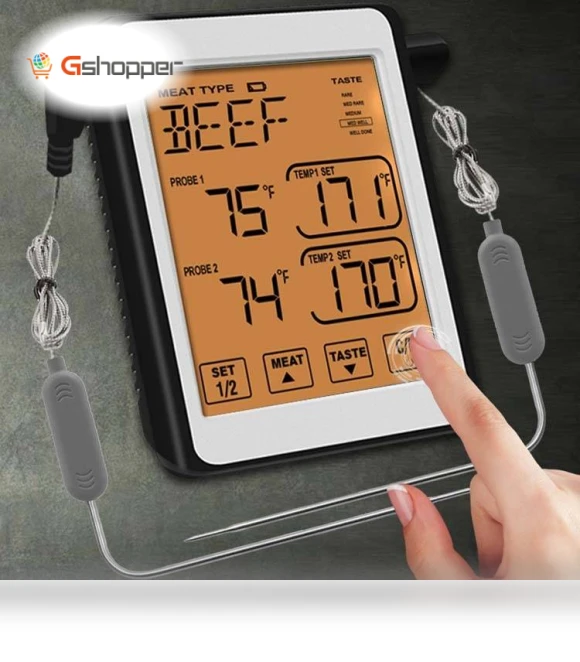 Dual Probe Color Screen Smart Alarm Grill Kitchen Thermometer — Grill Thermometers