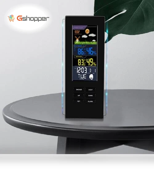 Colorful Screen Indoor Outdoor Temperature Humidity Meter Barometer Smart Digital Clock — Home Climate Control
