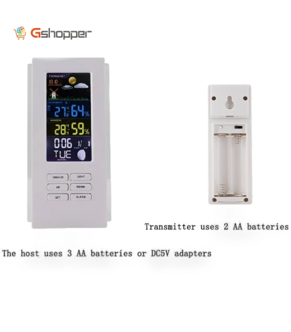 Colorful Screen Indoor Outdoor Temperature Humidity Meter Barometer Smart Digital Clock — Home Climate Control