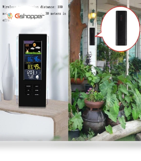 Colorful Screen Indoor Outdoor Temperature Humidity Meter Barometer Smart Digital Clock — Home Climate Control