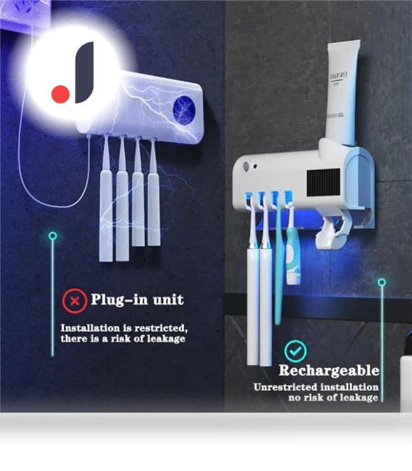 Automatic UV Light Smart Toothpaste Dispenser with Toothbrush Sterilizer — Toothbrush Holders, TOP-HOME MALL