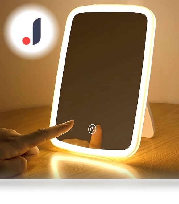 LED Folding Vanity Mirror with Touch Screen — Compact & Travel, Great3C
