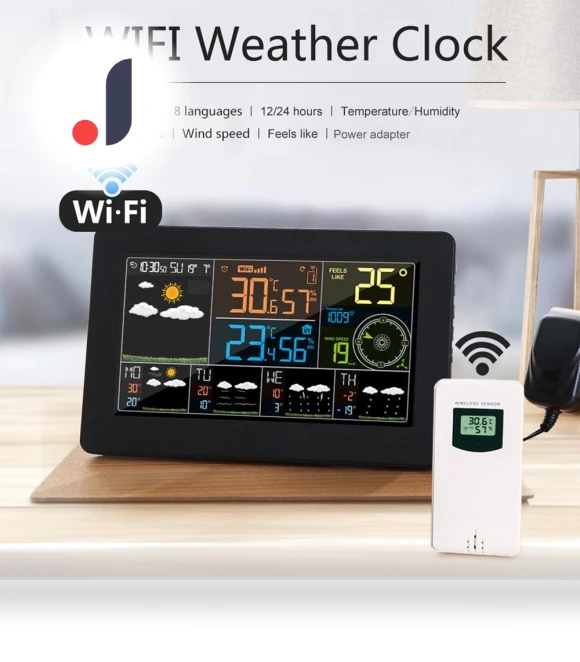 Multifunctional Color Weather Station with Wi-Fi — Home Climate Control, Clock-Mall