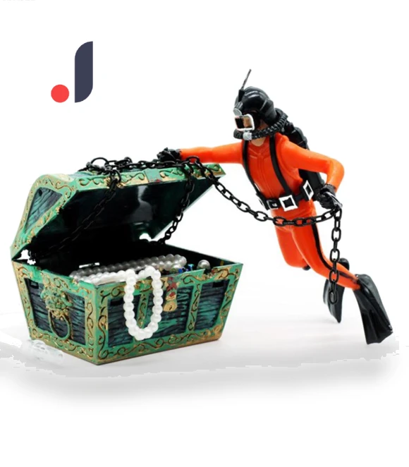 Aquarium with Floating Diver Ornament — , TOMTOP JMS