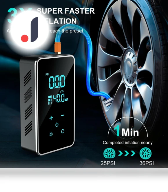 Car Tire Pump with LED Emergency Lights — Tire Inflation Solutions, Optimized General