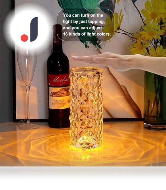 Crystal Rose LED Table Lamp Projector — Overhead Lighting, Flowerbouquet