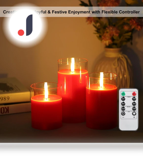 Flickering Flameless Candles Set with Controller — Flameless, TOMTOP JMS