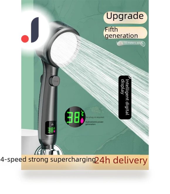 Luxury Smart LED Shower Head Set with Hand Sprayer and Heater — Fixed, Build My Home