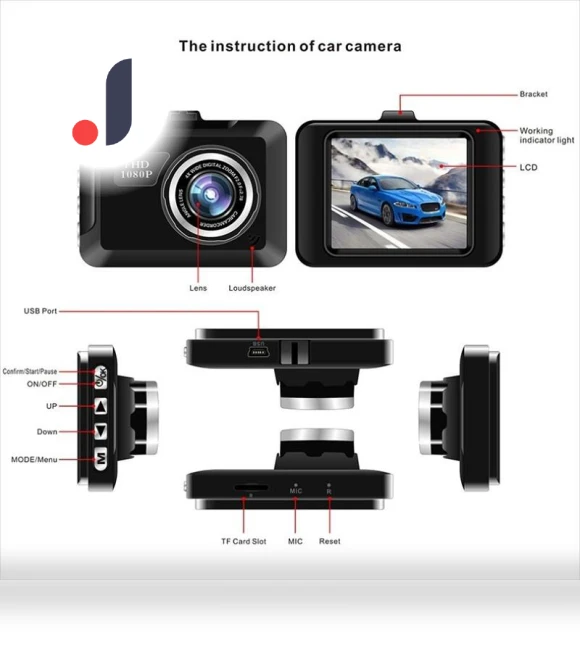 1080P 2.25-inch Car Dash Cam — Dashboard Cameras, TOP HOME-002