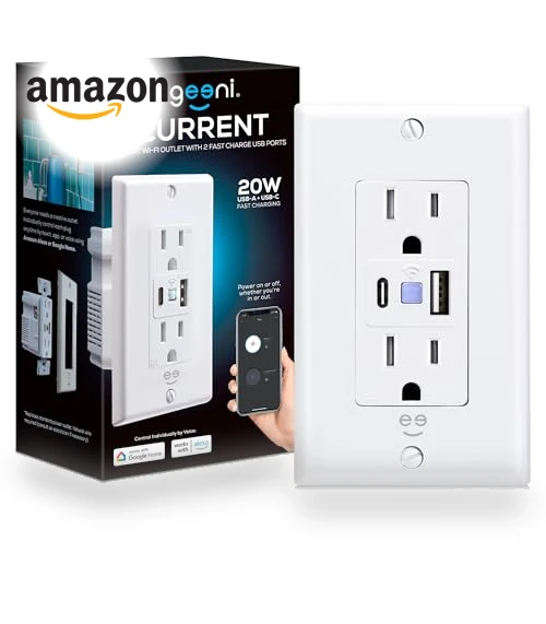 Current Smart Wi-Fi Outlet with 2 Fast Charge USB Ports — Smart Home Hubs & Controllers, Geeni