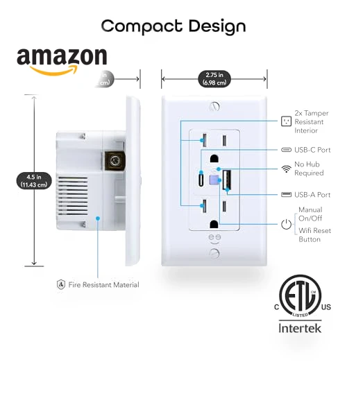Current Smart Wi-Fi Outlet with 2 Fast Charge USB Ports — Smart Home Hubs & Controllers, Geeni