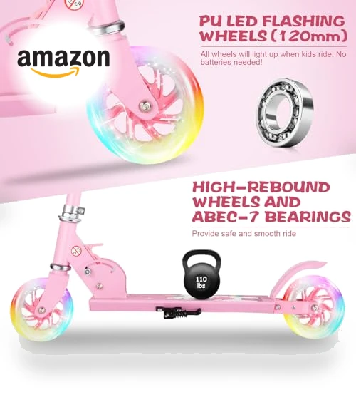 Kids Kick Scooter with LED Light Up Wheels — Push Scooters, KORGOL