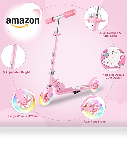 Kids Kick Scooter with LED Light Up Wheels — Push Scooters, KORGOL
